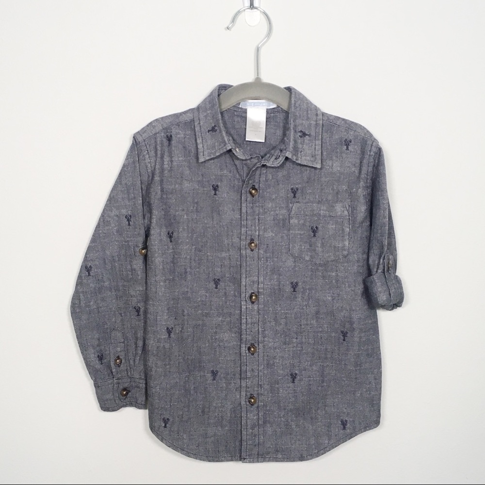 Janie and Jack cotton lobster button down navy